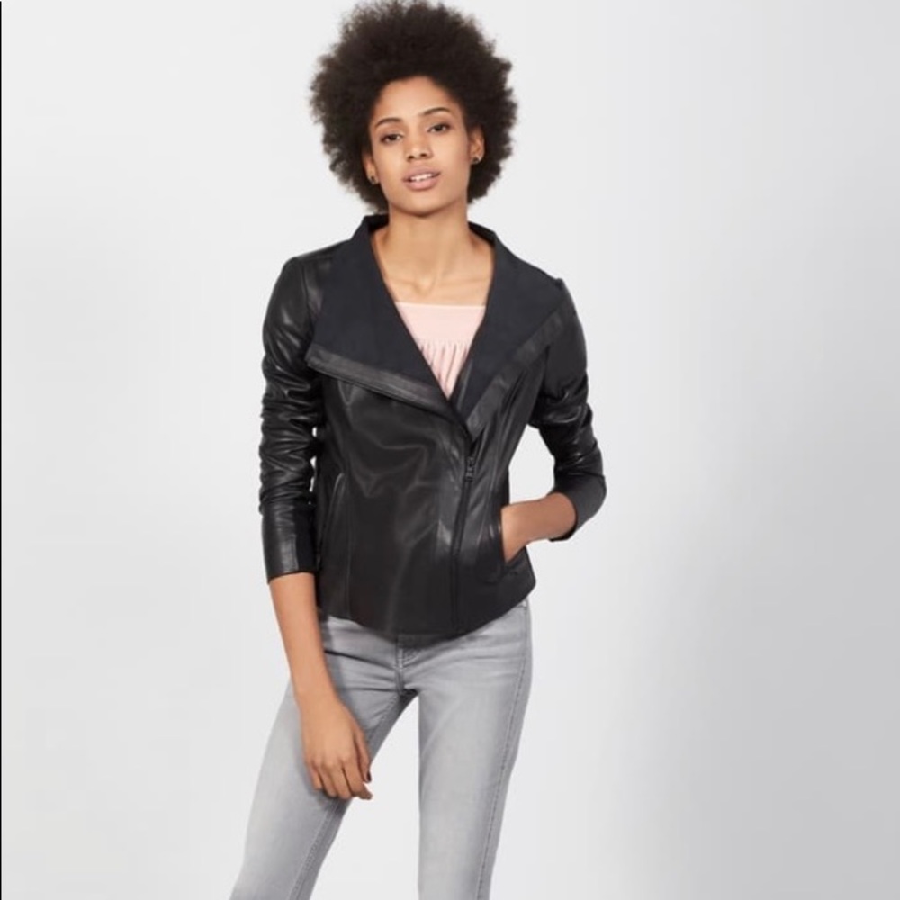 Trouve raw edge leather jacket
